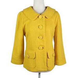 BB Dakota Yellow Wool Blend Retro Button Front Jacket 10